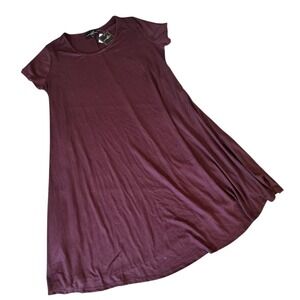 Lexington Avenue‎ Ribbed Swing Dress Women's 2X Maroon Short Sleeve NWT Ribbed